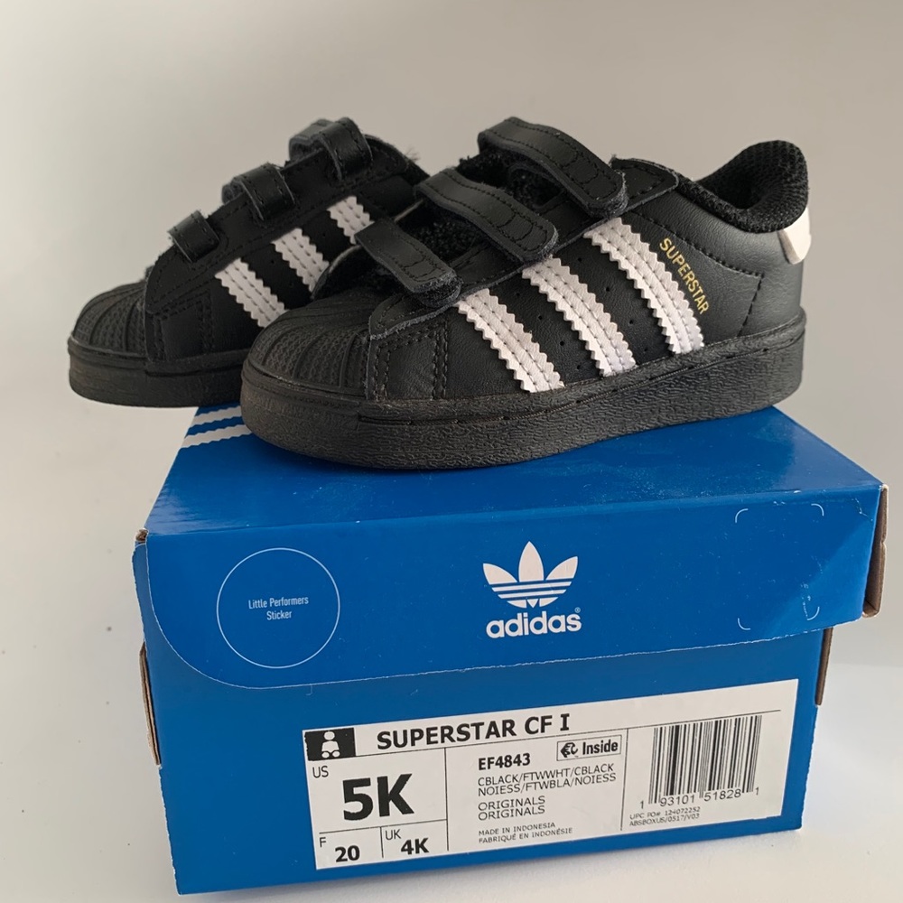 Black Superstar Shelltoe Adidas Toddler Sneaker 5k